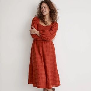 NWT Madewell Lucie Sweetheart Midi Dress in fresh chili red, size L